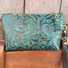 Load image into Gallery viewer, Leather Wristlet with Embossed/Vintage Tooled Design