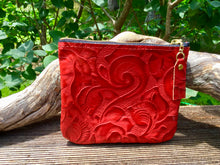 Load image into Gallery viewer, Embossed Leather Card/Coin Pouch