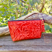 Load image into Gallery viewer, Embossed Leather Zipper Pouch