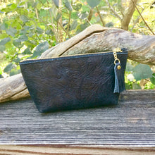 Load image into Gallery viewer, Embossed Leather Zipper Pouch