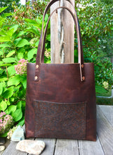 Load image into Gallery viewer, Leather Tote with Tooled/Embossed Pocket
